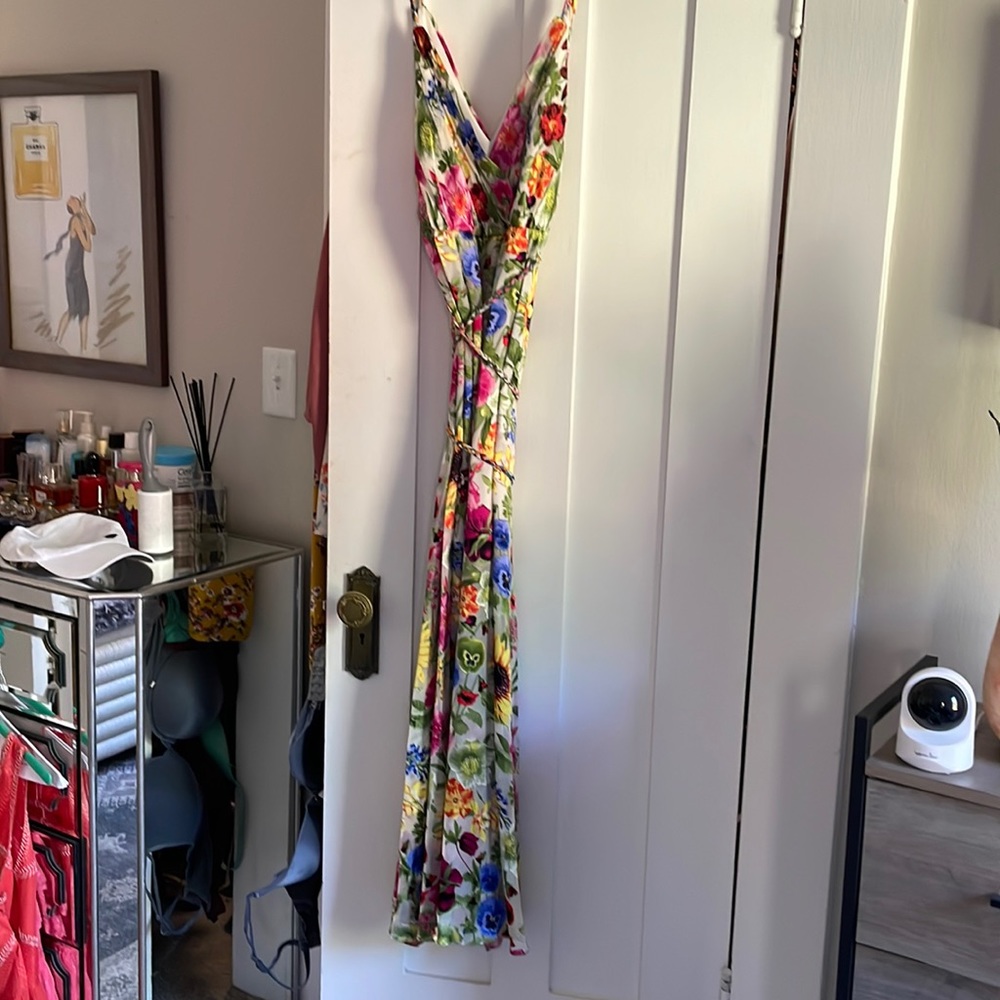 Gorgeous floral long cocktail dress vibrant colors